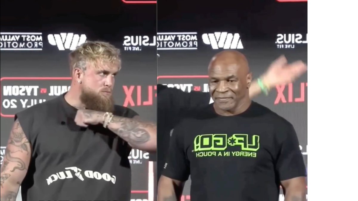 CryptoxAI123's tweet image. Left: trying too hard. 
Right: pure joy knowing what's about to happen 😈 
The whole internet united on this one 🥊 #MikeTysonVsJackPaul