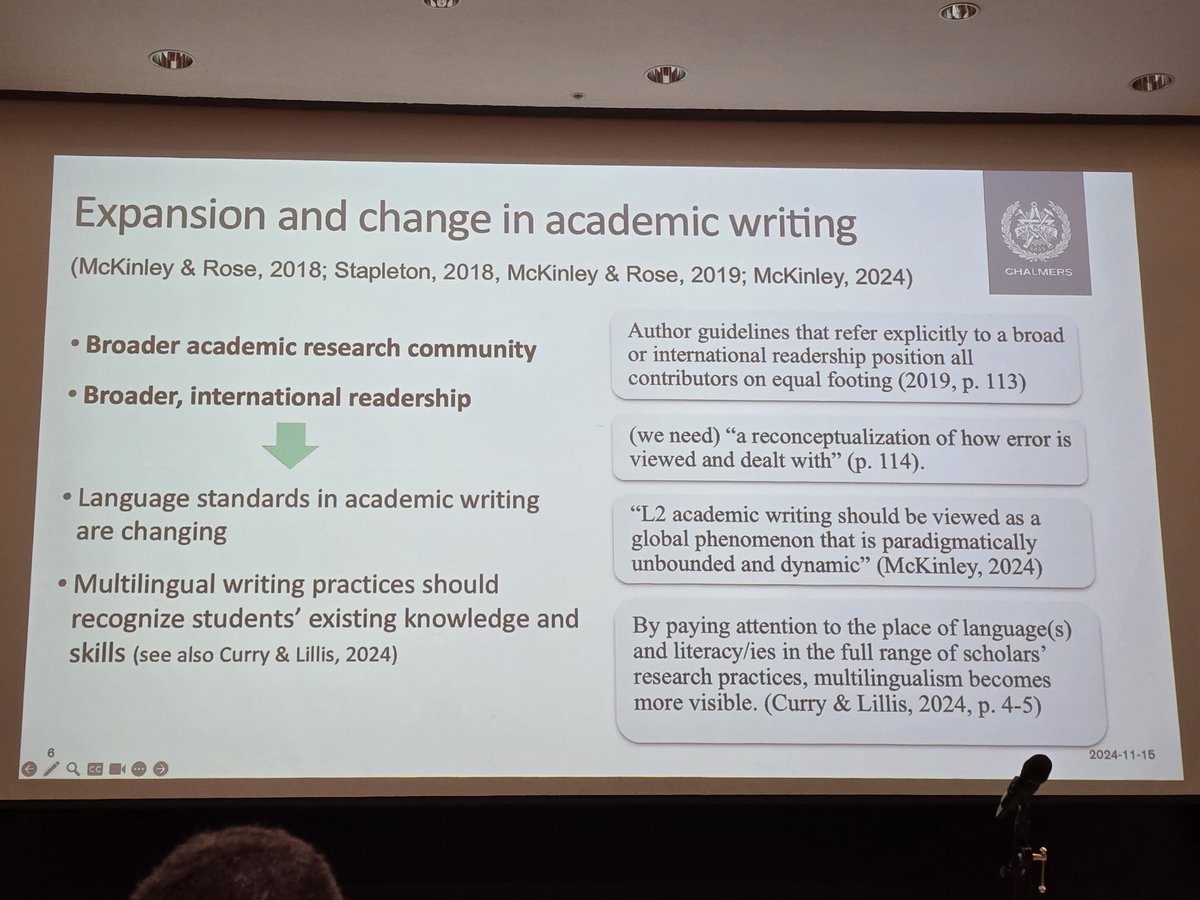 balamri17's tweet photo. GREAT plenary about the ecologies of academic writing.
If you are new to the field of multilingual writing, here is where the field is moving forward...
@sslwtg
#SSLW
#SSLW2024 https://t.co/dSh4gLfVlj
