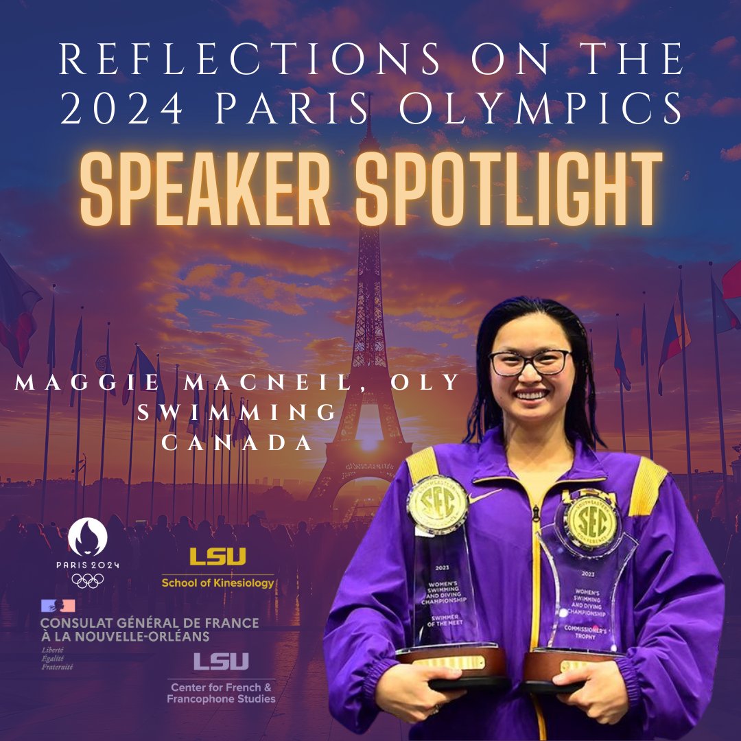 Our next Reflections on the 2024 Paris Olympics Speaker Spotlight is Maggie MacNeil! 🌟 Maggie is a three-time Olympic medalist, national champion, SEC champion, and world record holder in multiple swimming events🏊‍♀️