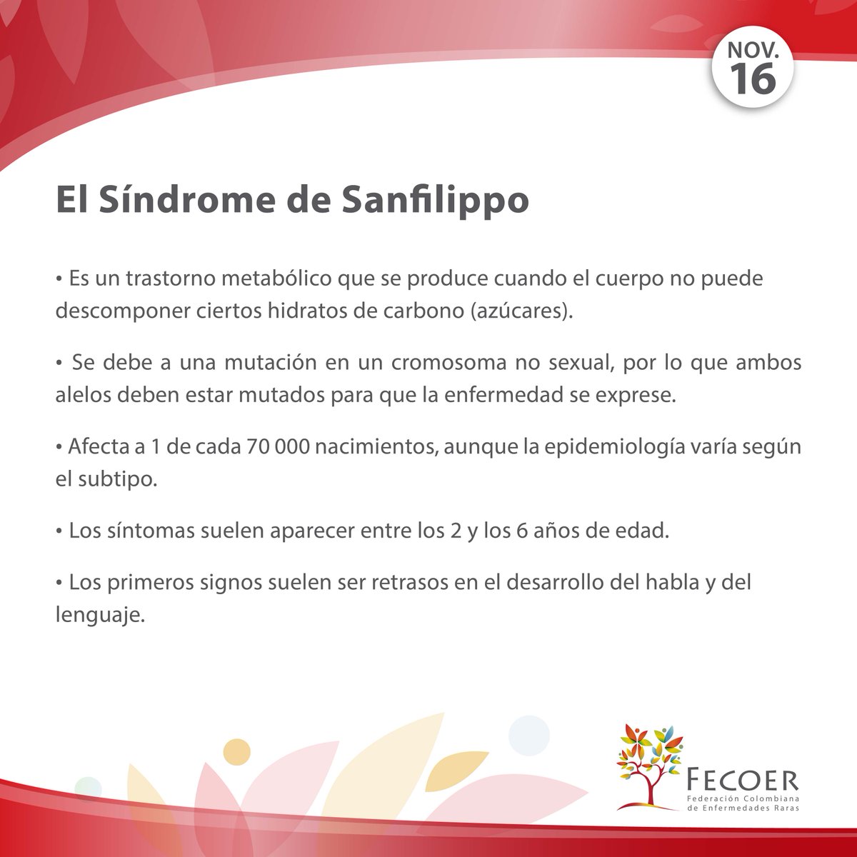 Federación Colombiana de Enfermedades Raras (@fecoer) on Twitter photo 🔔🩸Hoy 16 de noviembre conmemoramos el Día Mundial de Concienciación sobre el Síndrome de Sanfilippo💜. Unamos nuestras voces para dar visibilidad a esta enfermedad rara, a sus pacientes y familias.🙏 <a href="/sanfilippocol/">Fundacion Sanfilippo Colombia</a> 🔔🩸Hoy 16 de noviembre conmemoramos el Día Mundial de Concienciación sobre el Síndrome de Sanfilippo💜. Unamos nuestras voces para dar visibilidad a esta enfermedad rara, a sus pacientes y familias.🙏 <a href="/sanfilippocol/">Fundacion Sanfilippo Colombia</a>