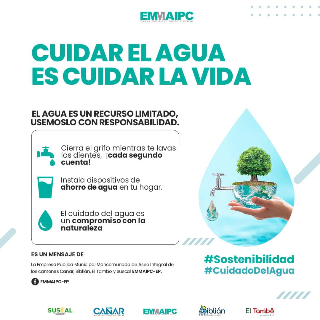 emmaipc's tweet photo. #Emmaipc ♻️🌎
Cuidar el agua es cuidar la vida, ya que es un recurso vital para la supervivencia humana y el mantenimiento de los ecosistemas..💧🚰🌎

☝🏻Es un mensaje de la Emmaipc-ep 
#Sostenibilidad.
#CuidadoDelAgua. https://t.co/xmWns7FbWW