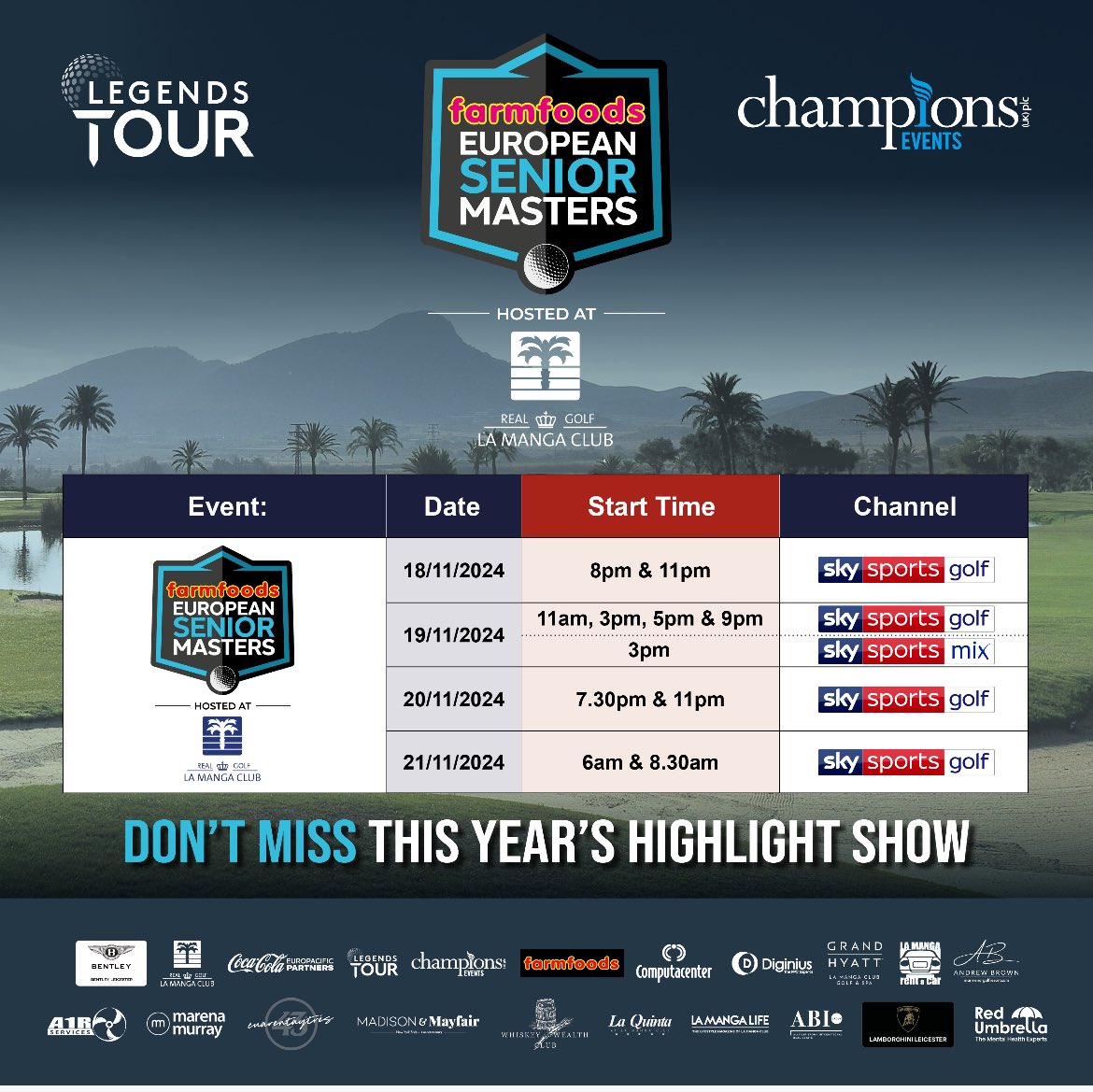 European Senior Masters ⛳️ (@esmastersgolf) on Twitter photo FARMFOODS EUROPEAN SENIOR MASTERS HIGHLIGHTS!🤩
If you weren’t able to join us last week and missed out on the action, keep an eye out for the full highlights show on <a href="/skysportsgolf/">Sky Sports Golf</a> ⛳️⛳️
#ffesm24 FARMFOODS EUROPEAN SENIOR MASTERS HIGHLIGHTS!🤩
If you weren’t able to join us last week and missed out on the action, keep an eye out for the full highlights show on <a href="/skysportsgolf/">Sky Sports Golf</a> ⛳️⛳️
#ffesm24