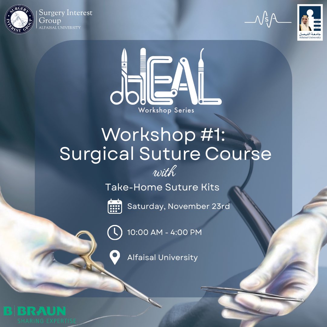 SurgInterestAU's tweet photo. Ready to take the first stitch in your surgical journey? ✨

Join us for the HEAL Workshop Series: Surgical Suturing Course 🪡💉—an immersive, hands-on experience designed for aspiring surgeons!   

🔗 https://t.co/RfAKfBg7EH https://t.co/2sFkwdaves