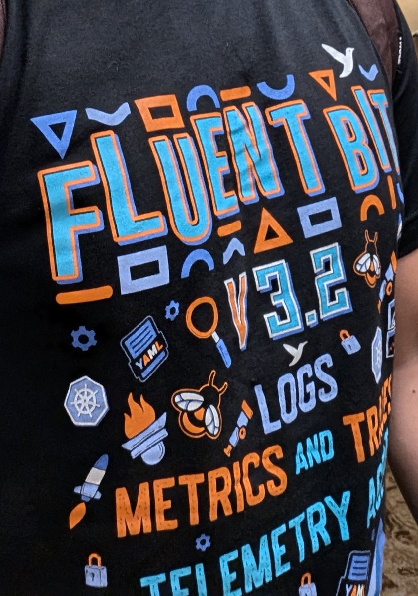 We got really good feedback for the artwork of our new version of Fluent  Bit, every KubeCon we have a new T-shirt design!  Btw #KubeCon don't miss to grab yours at <a href="/fluentd/">Fluentd</a> <a href="/fluentbit/">Fluent Bit</a> booth today!