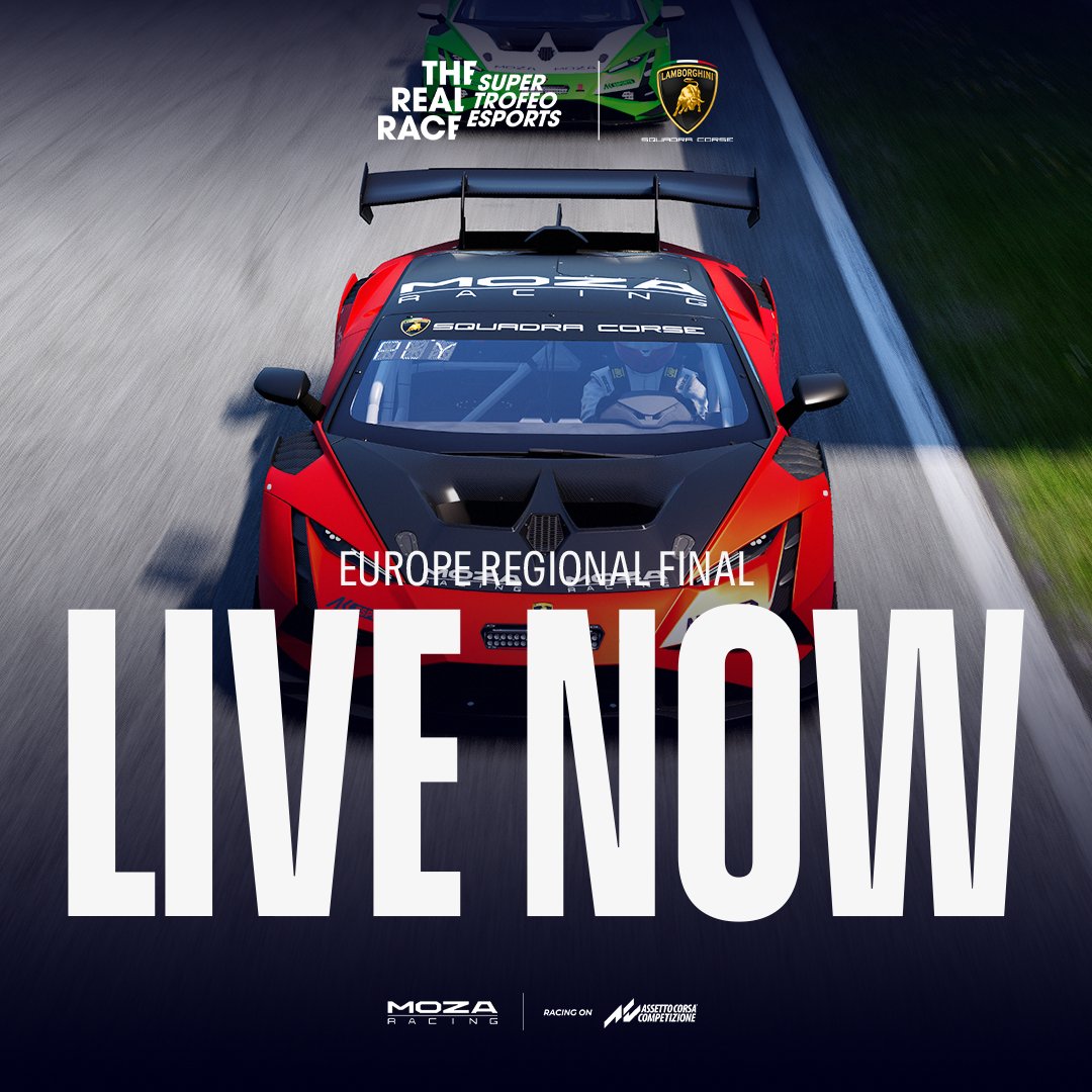 AKEsportsIT's tweet photo. The European Regional Final of the Real Race - Super Trofeo Esports starts NOW at Jerez de la Frontera! 🔥
Watch this exciting race on  https://t.co/5on8ZcMaMJ

Racing on @AC_assettocorsa Competizione
@Lamborghini - @LamborghiniSC - @AKEsportsIT - @moza_racing 

#Lamborghini https://t.co/152KnJQnrS