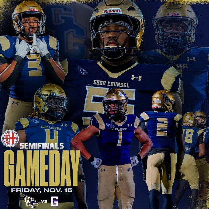 Maryland Varsity (@mdvarsity) on Twitter photo Gonzaga vs Our Lady of Good Counsel 🏈Players of the Week!🏈
📺 Watch on: bit.ly/4d71mSi
today @ 7p.
<a href="/gcfootball/">GC Football</a> <a href="/GCFalconsAD/">GC Athletics</a> <a href="/IsaiahBrunson8/">Isaiah Brunson</a> <a href="/MarkelLongJr/">Markel Long jr</a> <a href="/therowenwalsh/">Rowen Walsh</a> <a href="/eddie_battista/">Eddie Battista</a> <a href="/TailorMadeBaker/">YOGEE</a> Gonzaga vs Our Lady of Good Counsel 🏈Players of the Week!🏈
📺 Watch on: bit.ly/4d71mSi
today @ 7p.
<a href="/gcfootball/">GC Football</a> <a href="/GCFalconsAD/">GC Athletics</a> <a href="/IsaiahBrunson8/">Isaiah Brunson</a> <a href="/MarkelLongJr/">Markel Long jr</a> <a href="/therowenwalsh/">Rowen Walsh</a> <a href="/eddie_battista/">Eddie Battista</a> <a href="/TailorMadeBaker/">YOGEE</a>