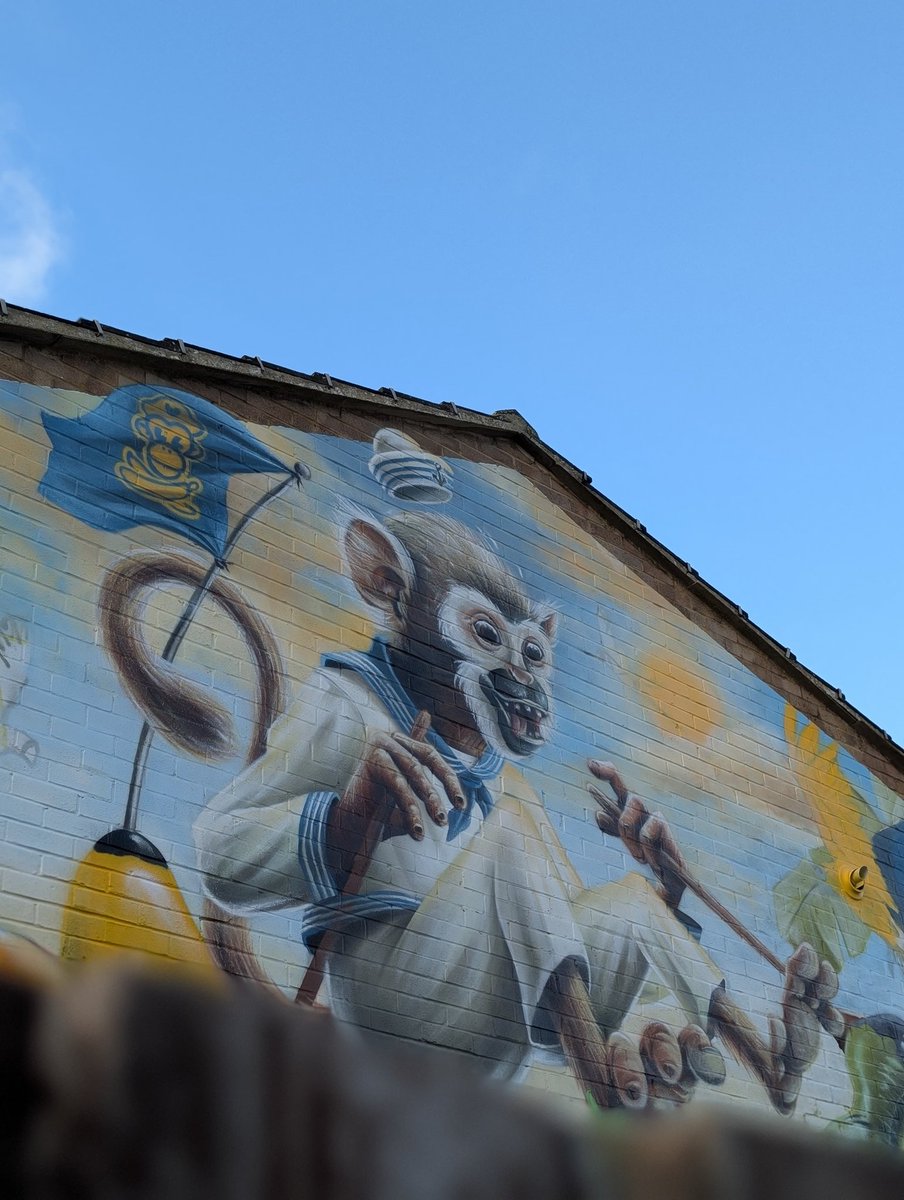 🐒 This week on Henry Street, artist Alain Welter painted the unusual story of The Pet Shop.

🛶 The shop owner had a pet Humboldt woolly monkey and sailed from Chatham to the Amazon in search of more. The outcome remains a mystery!

ℹ️ Find out more: archeslocal.org.uk/pet-shop-mural/