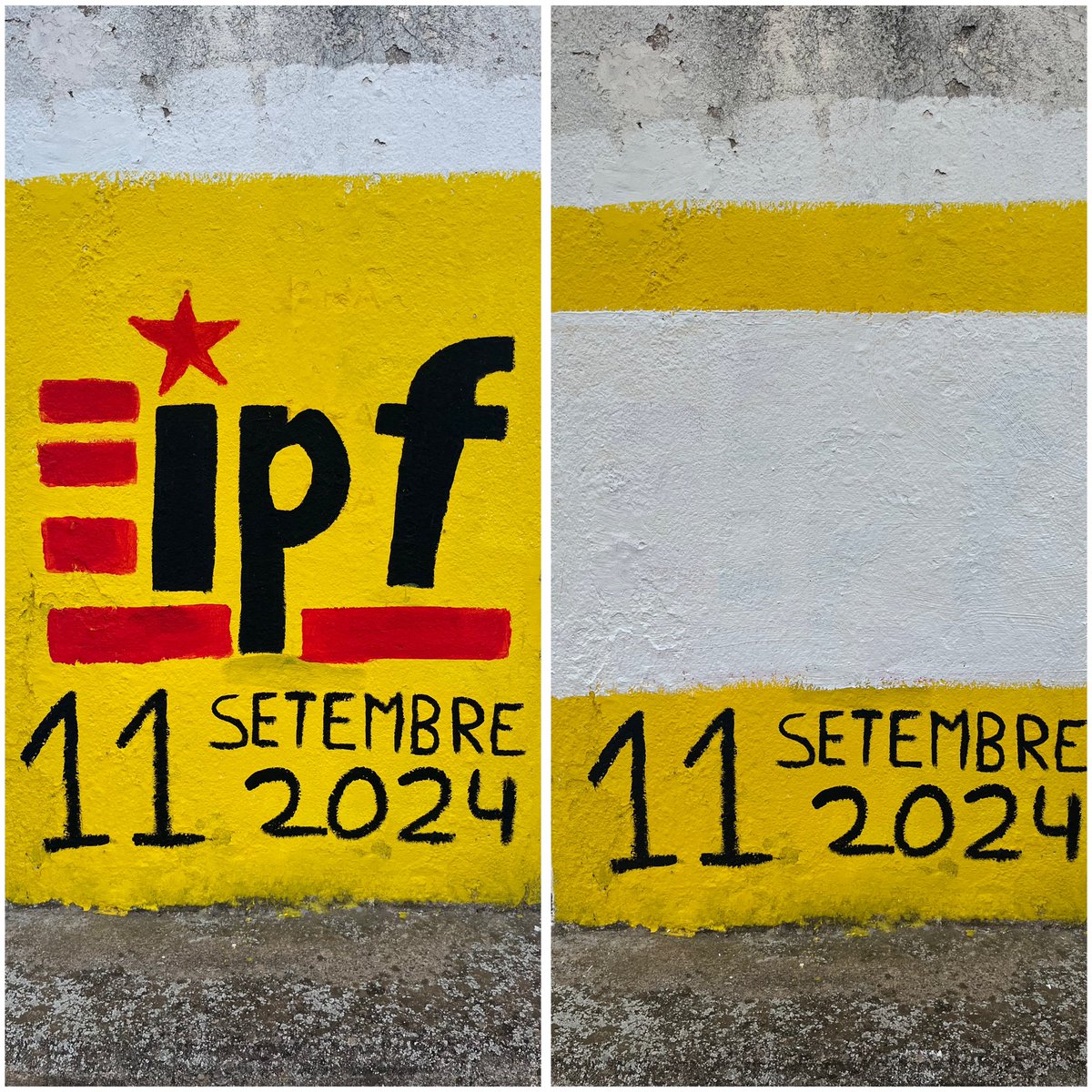 Després de la sol·licitud rebuda per part de l’alcaldessa i segons se’ns va comunicar en una reunió, sol·licitat anteriorment pel portaveu de l’altre grup a l’oposició, avui hem retirat el nostre logotip del mural realitzat durant les celebracions de l'11 de Setembre.