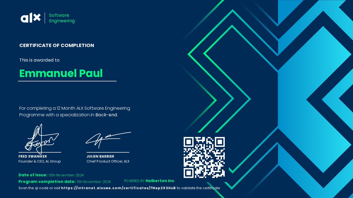 emmanuelcesc's tweet image. From struggling to thriving! My #ALX_SE journey was tough, but online peers &amp;amp; hub community fueled my perseverance. Nicknamed &quot;Docker&quot; for my eagerness to learn. Honestly, almost didn&apos;t celebrate - hard work has become the norm. Grateful for resilience &amp;amp; growth.