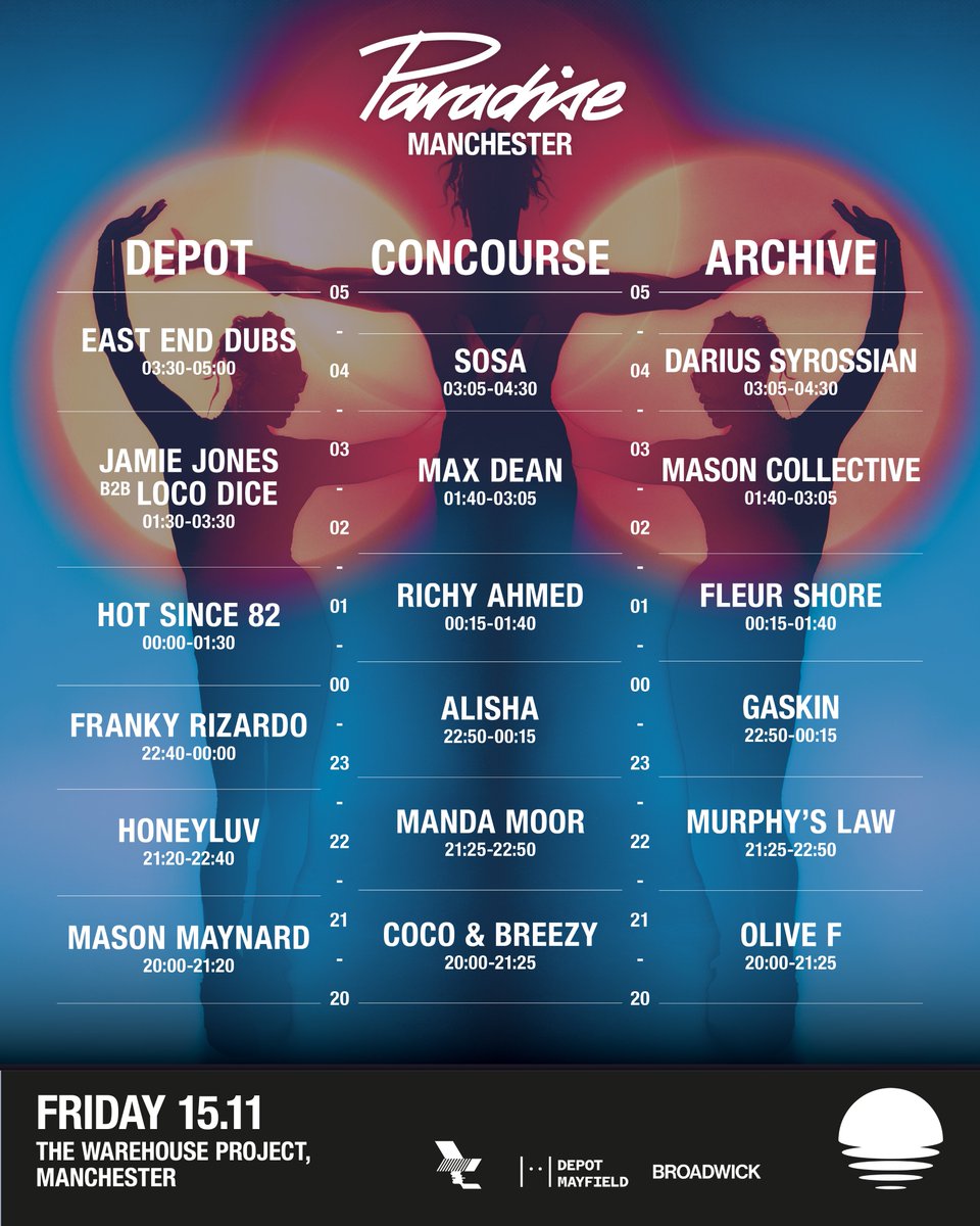 ParadisePrds's tweet image. PARADISE UK WEEKEND - SET TIMES

2 venues, 6 rooms, 38 artists, 25,000 ravers. Are you ready?

Swipe to see our new clothing collection in collaboration with @millinsky. The full collection will be on sale at both shows ➡️

Final tickets for Drumsheds remain in the usual spot…