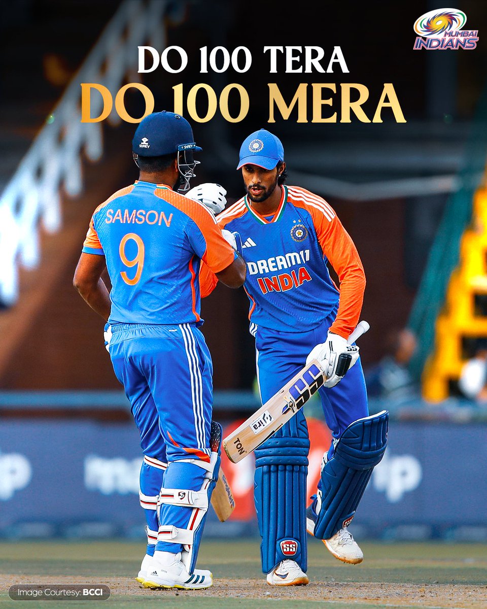 mipaltan's tweet photo. Tilak 🤜🤛Samson ⚡

#SAvIND #MumbaiMeriJaan #MumbaiIndians https://t.co/nYzTVEXyOt