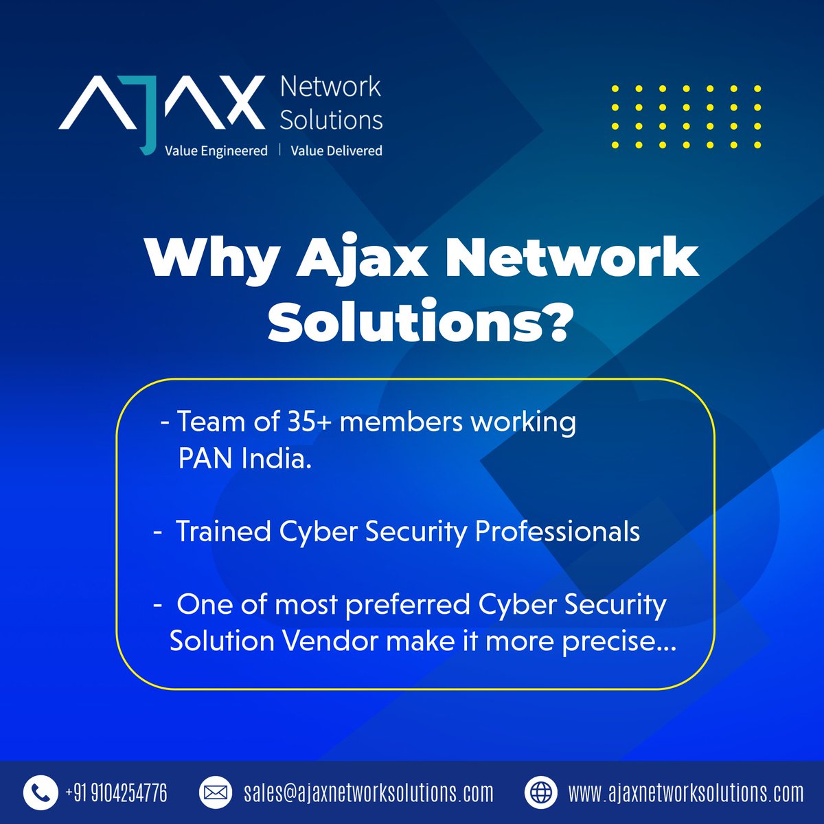 amalkars's tweet image. 🚫 Stop attackers in their tracks! Our MFA solutions add an extra layer of protection, making it harder for cyber threats to breach your accounts. #AJAXNetworkSolutions #DigitalSecurity #SecureAccess
