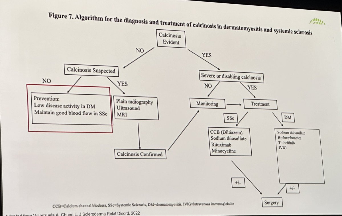 Manjari Lahiri (@sgrheumer) on Twitter photo Management of calcinosis by <a href="/antoniamariav/">Antonia Valenzuela</a>
#ACR24
✅ Clinical features and response to Rx differ b/w SSc & DM
✅ Pathophysio = trauma, inflammation, dysregulation of bone metabolism
✅ USG useful to show inflammation PDUS+
❌ No approved therapies
✅ Ca/ D supp can be used 👍🏽 Management of calcinosis by <a href="/antoniamariav/">Antonia Valenzuela</a>
#ACR24
✅ Clinical features and response to Rx differ b/w SSc & DM
✅ Pathophysio = trauma, inflammation, dysregulation of bone metabolism
✅ USG useful to show inflammation PDUS+
❌ No approved therapies
✅ Ca/ D supp can be used 👍🏽