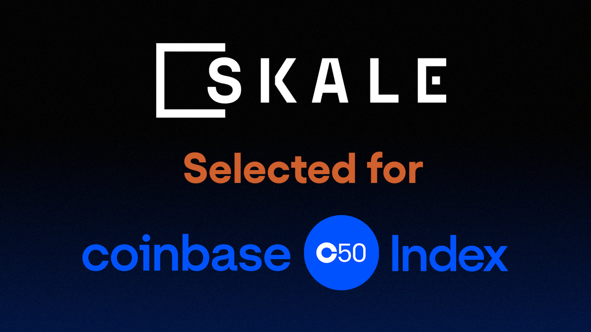ICYMI: SKALE was selected for the <a href="/coinbase/">Coinbase 🛡️</a> COIN50 index! 🪙

This positions SKALE as one of the top 50 crypto projects based on Coinbase's rigorous criteria: token economics, blockchain architecture, and security standards.

This is a testament to SKALE commitment to