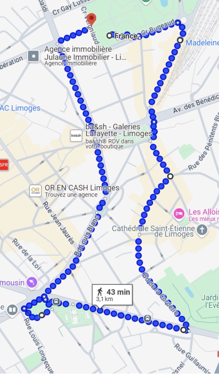 Le parcours de la marche bleue :