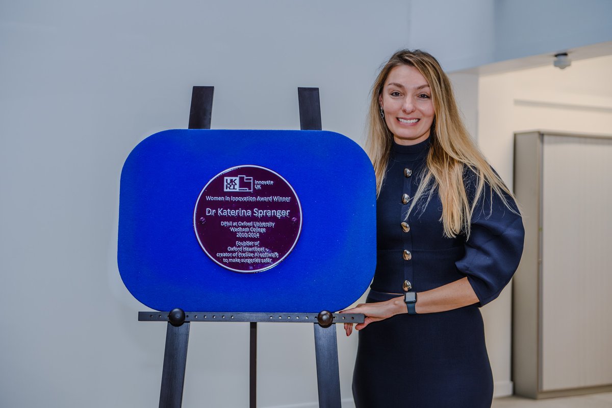 Engineering Science, Oxford (@oxengsci) on Twitter photo Congratulations to Dr. Katerina Spranger for receiving a Purple Plaque honouring her Innovate UK Women in Innovation Award! As an Engineering Science DPhil alumna, she’s paving the way for future innovators with her startup, <a href="/OxfordHeartbeat/">Oxford Heartbeat 🇺🇦</a>. #WomenInSTEM #Innovation Congratulations to Dr. Katerina Spranger for receiving a Purple Plaque honouring her Innovate UK Women in Innovation Award! As an Engineering Science DPhil alumna, she’s paving the way for future innovators with her startup, <a href="/OxfordHeartbeat/">Oxford Heartbeat 🇺🇦</a>. #WomenInSTEM #Innovation