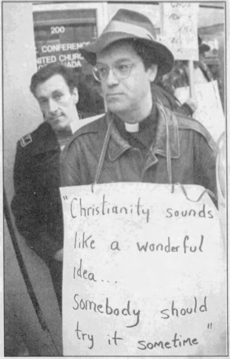 TRCTruth's tweet photo. Disgraced cleric Kevin Annett claimed in 1995 that murdered Indian children were secretly buried at the Port Alberni Untied Church.

Harriet Nahanee 60, says she witnessed the murder of a 6 year old girl.

The RCMP found nothing. https://t.co/70cbrHLu72