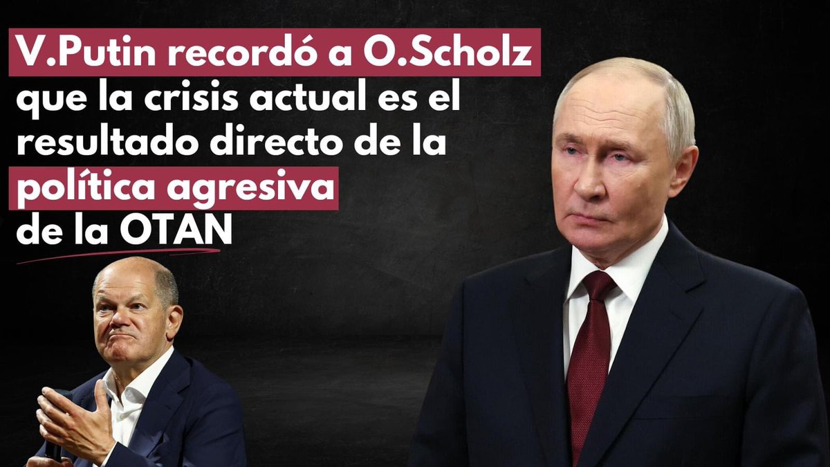 🇷🇺🇩🇪Putin y Scholz hablan por teléfono

💬Kremlin: Se mantuvo un intercambio de puntos de vista detallado y franco sobre la situación en Ucrania. 

#Putin recordó que la crisis actual es el resultado directo de la política agresiva que la #OTAN viene aplicando desde hace tiempo