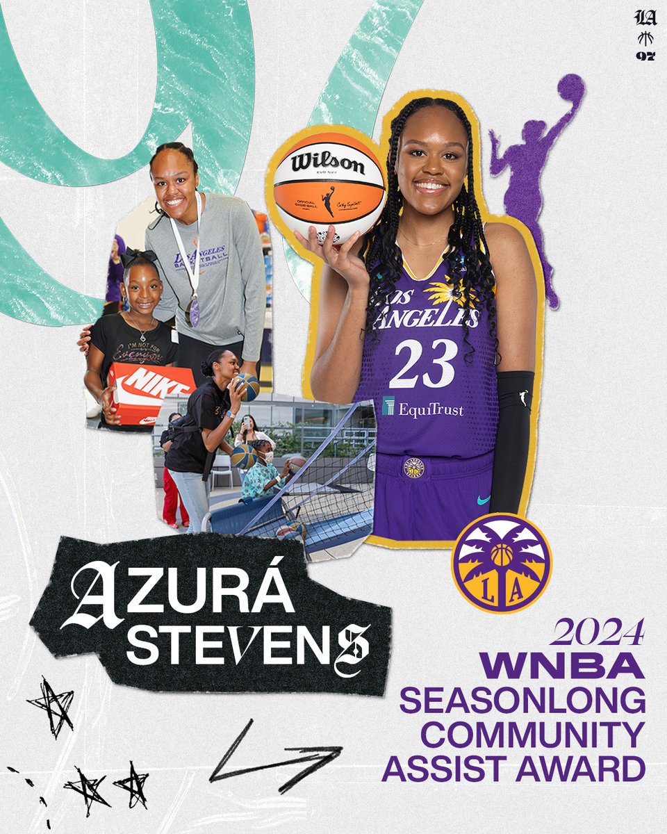 LASparks's tweet photo. Making her impact known in the LA community! 🙌

Congrats to our very own Azurá Stevens on winning the Seasonlong @WNBA Cares Community Assist Award! 

https://t.co/C0UoRM0qG2 https://t.co/OdXjGVOinL