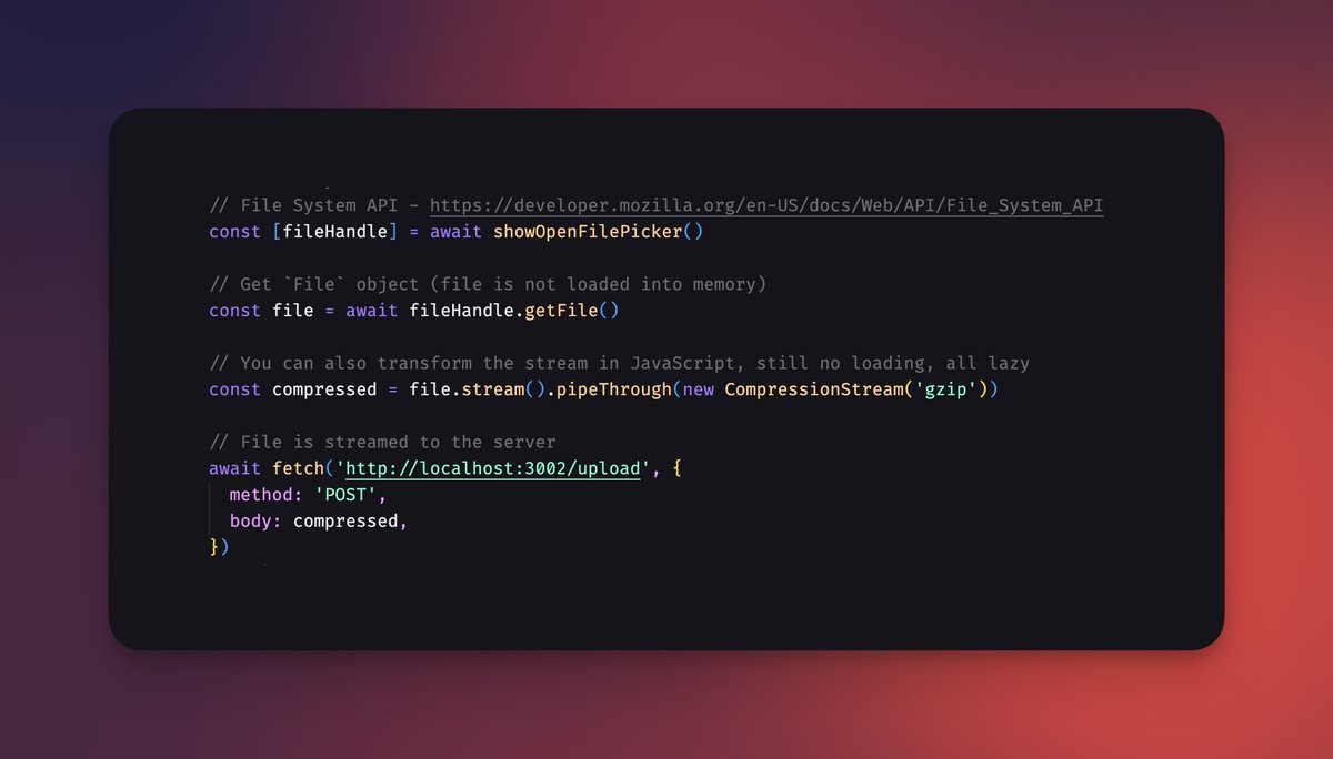 🎉 New way of working with data coming soon to React Native! 

➡️ No more loading into the memory 
➡️ Create native streams
➡️ Transform them in the JavaScript  

Codename `react-native-fast-io` coming soon...  

Where would you use this? 🤔