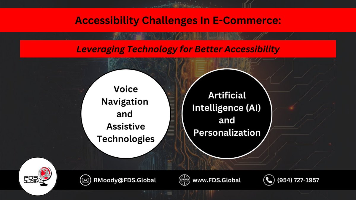 FDSGlobal's tweet image. Overcome #AccessibilityChallenges in #ECommerce with:
1. #VoiceNavigation &amp;amp; #AssistiveTechnologies
2. #AI &amp;amp; #Personalization

#FDSGlobal helps you #Create an #Inclusive #OnlineShoppingExperience for #AllUsers.

To learn more:
Visit: bit.ly/3xz5rzF
Call: (954)727-1957