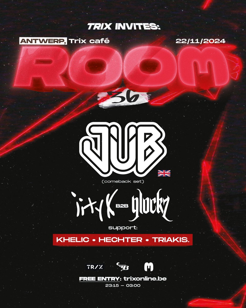 room36events's tweet photo. 🚨FREE AFTERPARTY ALERT!🚨
TRIX INVITES: ROOM 36

We're turning up the heat and setting Trix on fire with a wild AFTERPARTY you don’t want to miss! 

NO TICKET - FREE ENTRY!
22nd NOVEMBER // TRIX ANTWERP
DOORS: 23:00 // END 03:00 https://t.co/Ak2CHPm6Lx