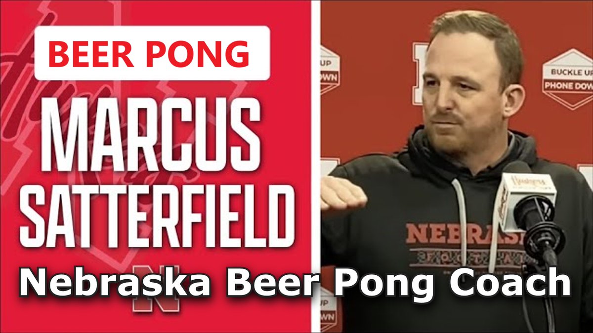 realfreenewsNE's tweet photo. Nebraska's Ex-OC Marcus Satterfield was sad and disappointed with his demotion but has found passion and purpose again... teaching beer games as the Nebraska Beer Pong Coach. #nebraska #huskers #marcussatterfield #coacing #beerpong #beerpongcoach #passion #purpose #beergames #gbr https://t.co/6XXI0ghgkh