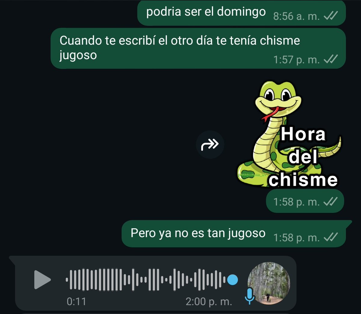 MBerenice3's tweet photo. Mi amigo puede no responderme por días, pero si le digo que tengo chisme... No deja pasar un minuto https://t.co/6igs4nmlS4