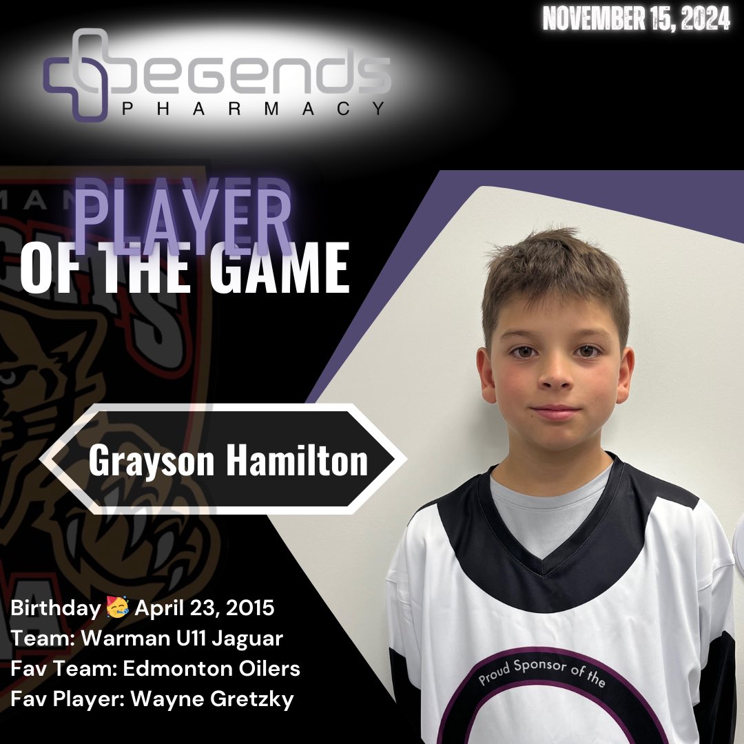 Check out our Legends Pharmacy Player of the Game..

⭐️⭐️Grayson Hamilton!⭐️⭐️

Welcome Grayson! We hope you have the best time tonight!!!

#wearewildcats