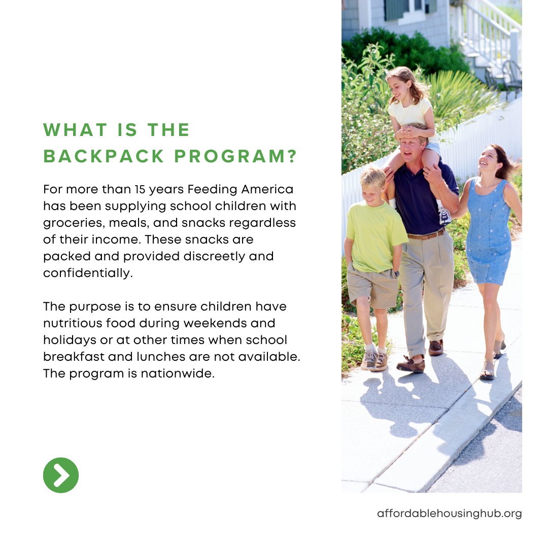 affordable_hubs's tweet image. Every child deserves to have a full stomach. The Feeding America Backpack Program provides weekend meals to school children in need.

Support the Feeding America Backpack Program today.

#affordablehousing #feedingamerica #backpackprogram