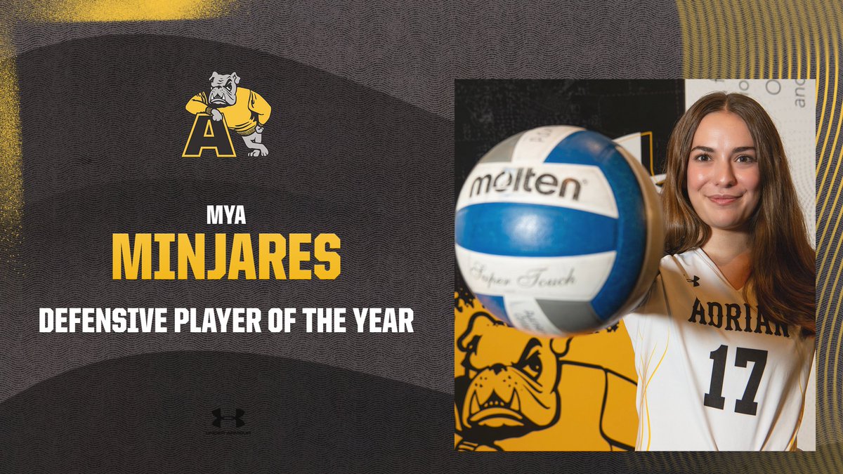 Adrian College Athletics (@adrianbulldogs) on Twitter photo Senior Mya Minjares from the <a href="/AdrianWVB/">Adrian College WVB</a> team has been named MIAA Defensive Player of the Year for the third consecutive year!
📰 tinyurl.com/44atmf37
#d3vb #GDTBAB Senior Mya Minjares from the <a href="/AdrianWVB/">Adrian College WVB</a> team has been named MIAA Defensive Player of the Year for the third consecutive year!
📰 tinyurl.com/44atmf37
#d3vb #GDTBAB