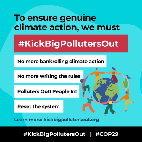 Global_Witness's tweet photo. 🚨Instead of prioritizing frontline communities, #COP29 has granted more access to #BigPolluters than to representatives from the ten most climate-vulnerable nations in the world.
We need climate justice and we need #PollutersOut now! https://t.co/sSiT5nCqy5
