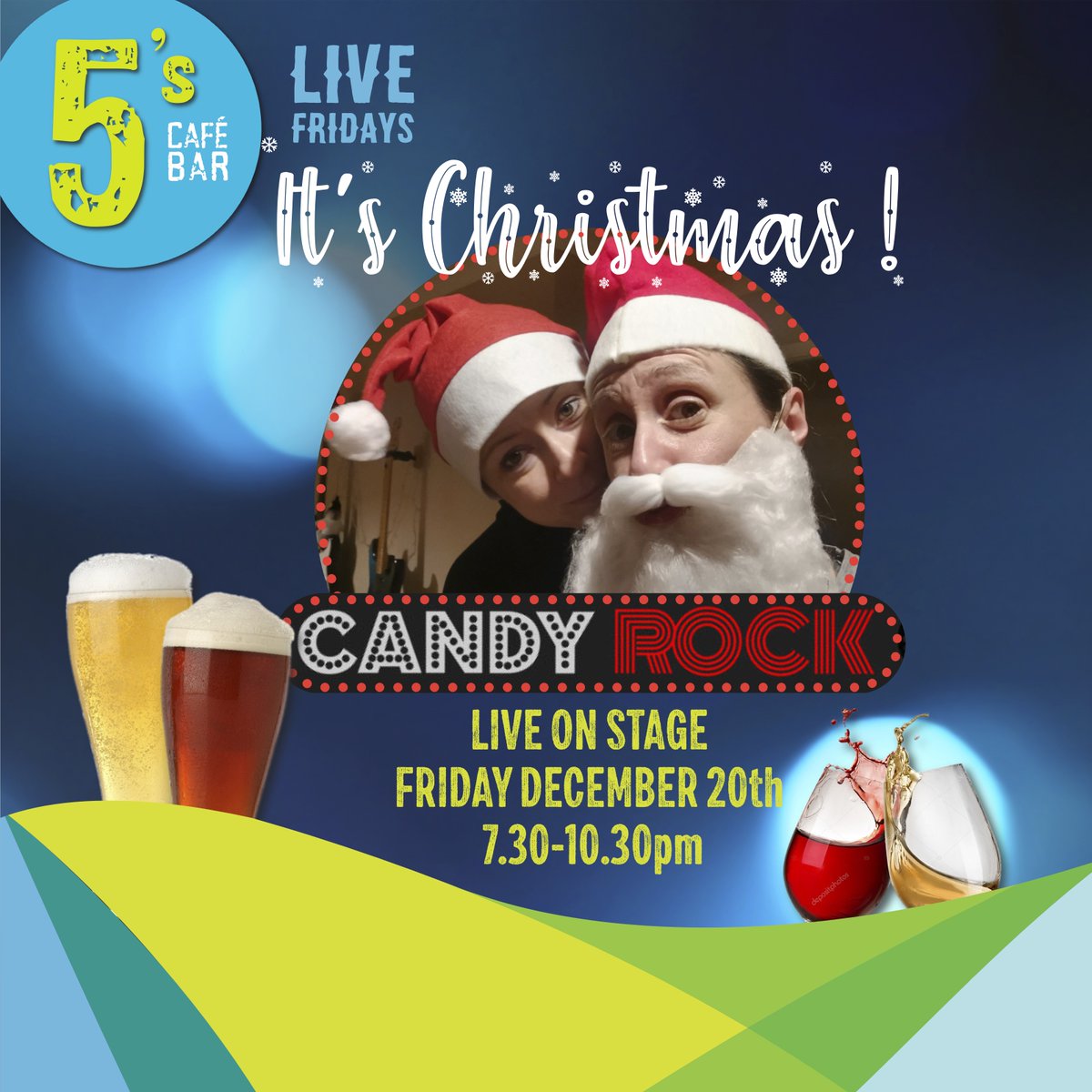We’re excited to invite all members to our Christmas Get-Together on 20th December in the Fives Bar!
It’ll be a relaxed evening with festive cheer, great company, and live music from our resident band, CandyRocks, who’ll be playing some of our favourite Christmas songs.