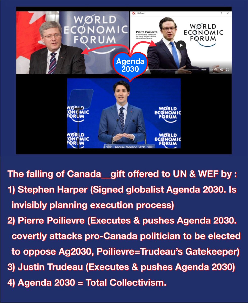 RichardBligdon's tweet image. A fake conservative majority will NOT save Canada.
1. CPC is onboard with #Agenda2030 - signed by Harper in 2015
2. Mass migration= UN Migration Pact
3.CPC and Liberal platforms - same.
4. CPC voted with libs on every bill.
5.PP is a globalist.
"Atacks" is a liberal crybaby term.
