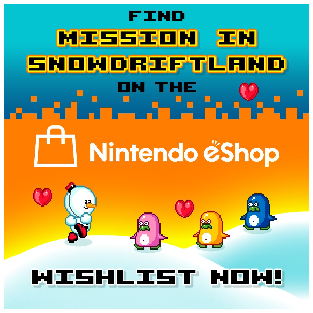 tons_of_bits's tweet photo. In accordance with the release of Mission in Snowdriftland on the Switch, we have a Nintendo eShop page and it's live right now! Why not take a look and wishlist the game while you're at it?😉
#eshop #digitalgame #nintendoswitch #nintendo
#switch #platformer #pixelart #snowman https://t.co/us7Cqpna0O