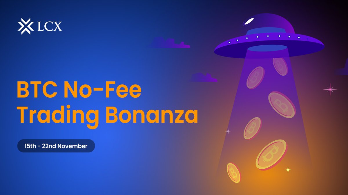 lcx's tweet photo. BTC lovers, this one’s for you! 
⚡ LCX is dropping all fees on $BTC/ $EUR &amp; $BTC/ $USDC from Nov 15-22! 

Trade without limits and enjoy the full value of every transaction. Only for verified users! 
Trade Now:  https://t.co/BsLYQuwVsj

#BTCZeroFee #TradeBitcoin @Bitcoin https://t.co/FqAyHFy9ZT