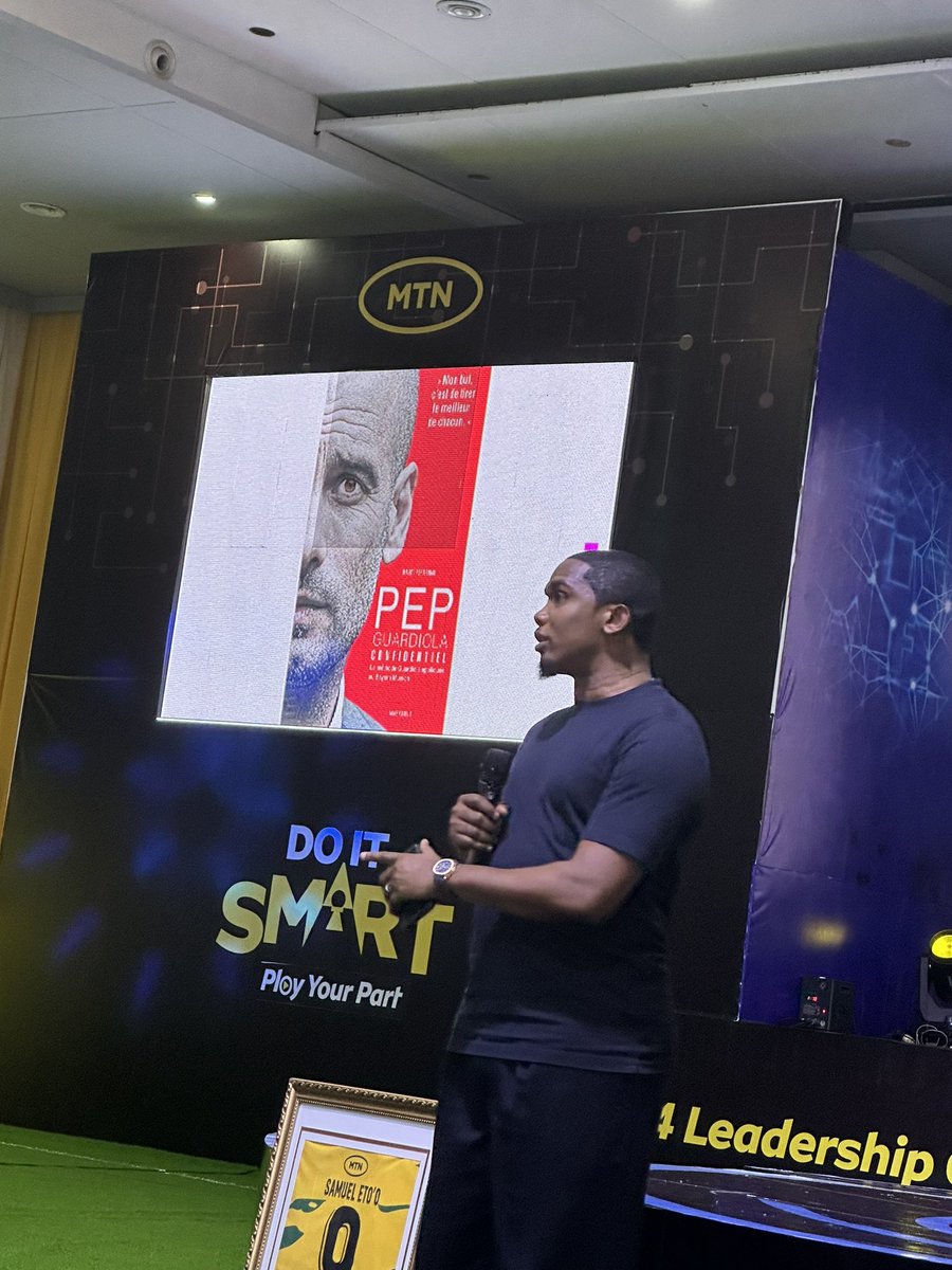 Intervenant comme #GuestSpeaker de <a href="/MTNCameroon/">MTN CAMEROON</a> #LeadershipGathering2024 , <a href="/SamuelEtoo/">Samuel Eto'o</a> estime que #PepGuardiola est le leader parfait.
A méditer.
#DoItSmart #1Team1Goal #DoingGoodTogether #DoingForTomorrowToday