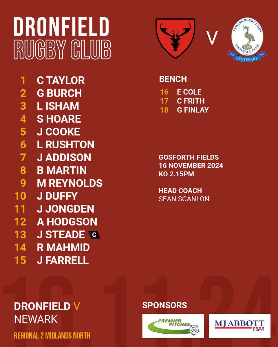 Dronfieldrugby's tweet photo. 🔴⚫️ SQUAD ANNOUNCEMENTS Here are your teams to face Newark and Belper. The 1XV have a rare home game against 6th place Newark while the Stags travel to Belper who sit in 2nd, a win would see the Stags move into 2nd place.

Come on down to Gosforth Fields and support the 1XV. https://t.co/aFQYZiHcMw