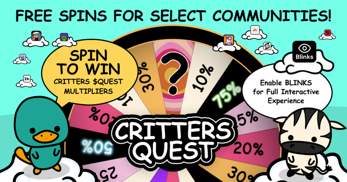 kk41370602's tweet photo. @crittersquest New Pump Fun Spins Token Launched!       Ticker: $DMSPIN CA: MoNkeYsBAbqEsvpM84d1KkUAZbW9Tk5Ts6fF6HCqJ3s     Hurry to spin for a chance at a Mystery NFT &amp; a reward pool that grows with each spin! Every spin wins a Multiplier NFT!      Spin exclusively at https://t.co/u0qqLS9zdt