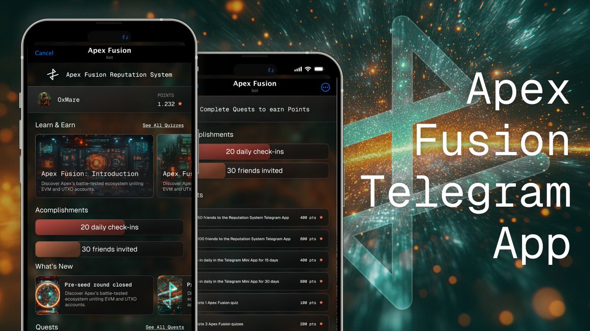 Here's a sneak peek at what's coming to the <a href="/ApexFusion/">Apex Fusion</a>! 

An interactive platform for exploring the Apex Fusion ecosystem, gaining insights, and earning rewards in the upcoming Reputation System. 

Stay tuned for more exciting updates 🙌
