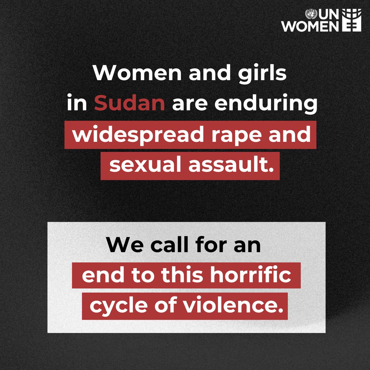 Women and girls in Sudan are enduring horrific abuse, including widespread rape &amp; sexual violence amid famine conditions.

The UN is working to provide support &amp; protection services but above all, the people of Sudan need an immediate end to the violence.

📷: <a href="/UN_Women/">UN Women</a>