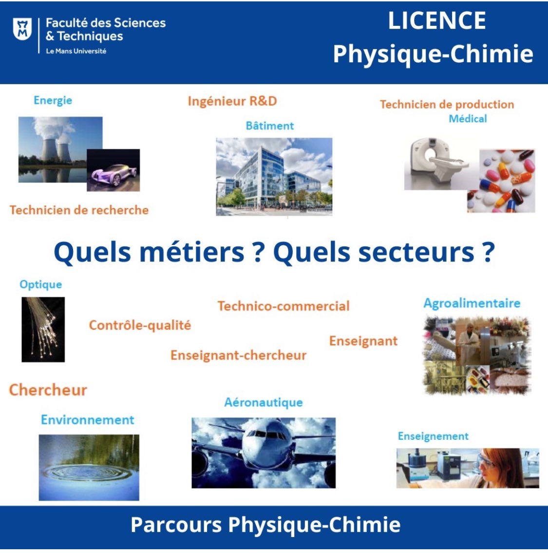 📣 Focus sur la licence physique-chimie :

3 parcours en L1 et L2 : physique-chimie, “Prépa ingénieurs” et physique franco-allemand
•d’infos sur notre stand lors du salon <a href="/studyrama/">Studyrama</a>, le samedi 23 novembre au centre des expositions du Mans (Hall D)
´