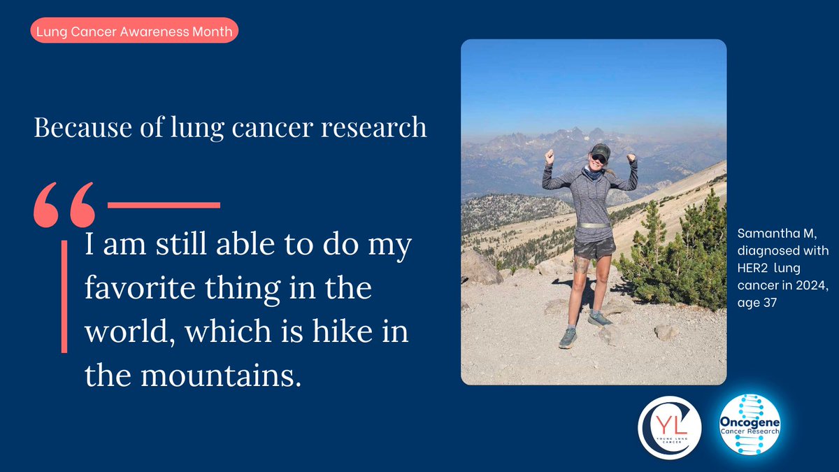 Young Lung Cancer Initiative (@younglungcancer) on Twitter photo Despite her diagnosis, <a href="/SamanthaM75074/">Samantha M</a> is not letting stage 4 lung cancer hold her back. She’s out here doing what she loves most – hiking in the mountains, proving that with determination and the support of ongoing research, she can keep reaching new heights. #LungCancer Despite her diagnosis, <a href="/SamanthaM75074/">Samantha M</a> is not letting stage 4 lung cancer hold her back. She’s out here doing what she loves most – hiking in the mountains, proving that with determination and the support of ongoing research, she can keep reaching new heights. #LungCancer