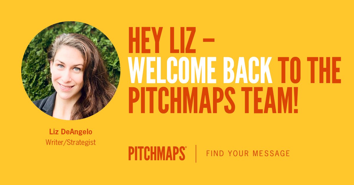 PitchMaps's tweet photo. Excited to welcome Liz DeAngelo back as she rejoins the PitchMaps team this week in the Writer/Strategist role. So glad we get to work together again, Liz! #PitchMaps #FindYourMessage https://t.co/OSU25dbnEx