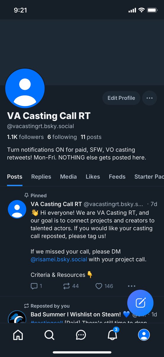 Just a reminder that yes, we are where the skies are blue. Find us at vacastingrt.bsky.social

The profile isn’t quite prettied up yet, but yes that’s us! 👇