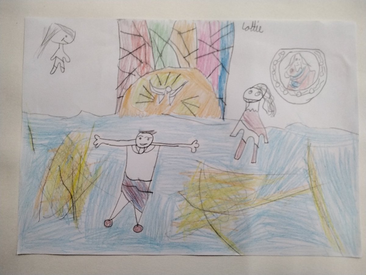 scargill_school's tweet image. Wow, what wonderful artwork depicting Jesus' baptism from Lions in R&amp;amp;W this afternoon. #understandingChristianity