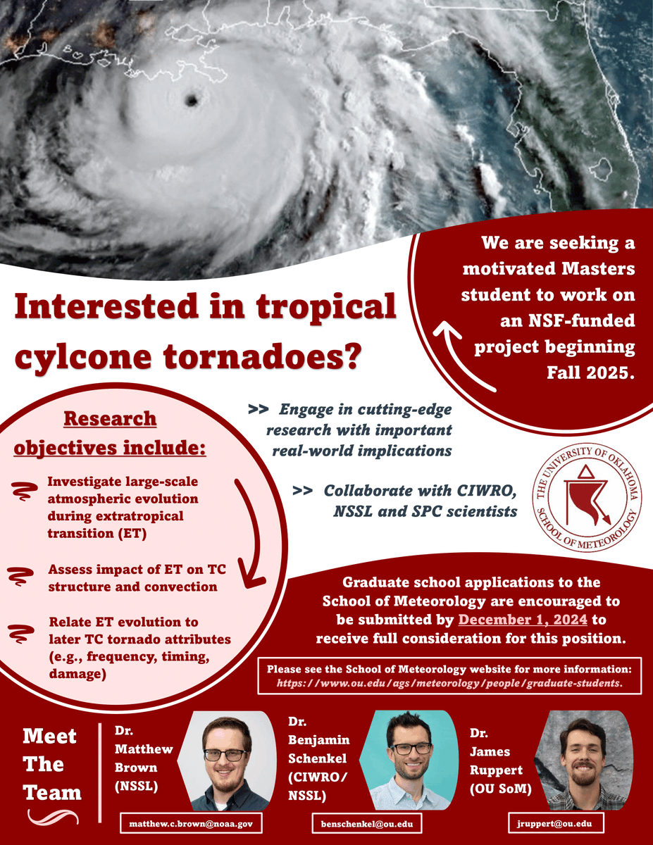 Still working on grad school applications (or know someone who should be?) Apply to OU to work w/ a supportive cohort - myself included - on an NSF-funded grant exploring connections between extratropical transition and TC tornadoes! More details below: jruppert.oucreate.com/wp-content/upl…