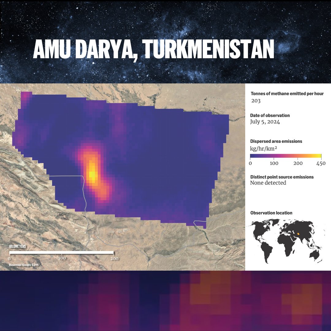 MethaneSAT's tweet photo. NEWS: We just released groundbreaking new high-res images of methane emissions. For the first time, we can see the full picture of emissions over vast oil and gas fields. 👁️🌏
