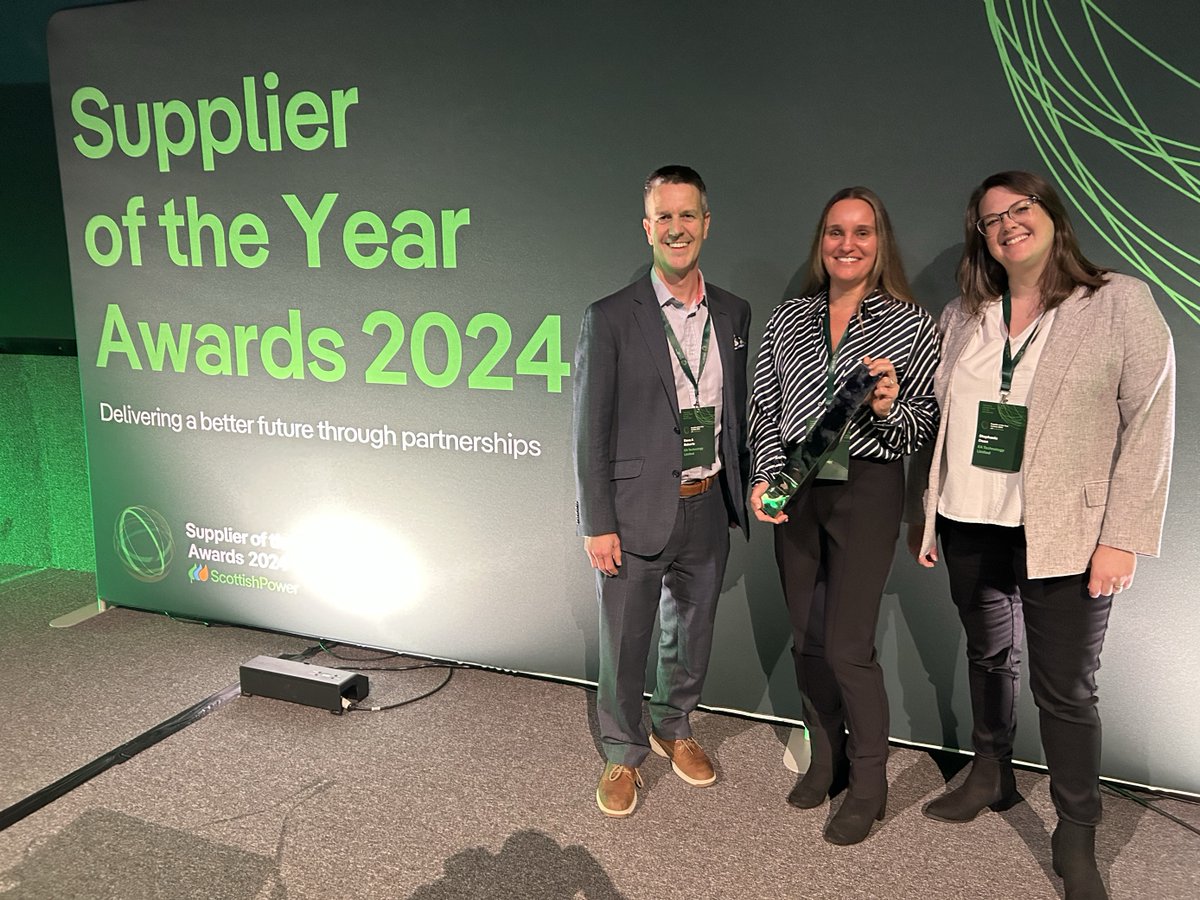 eatechnology's tweet photo. 🎉 Exciting News! Yesterday, Dave A. Roberts, Jenny Hill, and Stephanie Dean represented VisNet at the ScottishPower Supplier Awards in Glasgow. We are delighted to announce that we have won the Digitalisation and New technology Award! 🌟 #Innovation #AwardWinning #VisNet https://t.co/ZRfglCyLTS