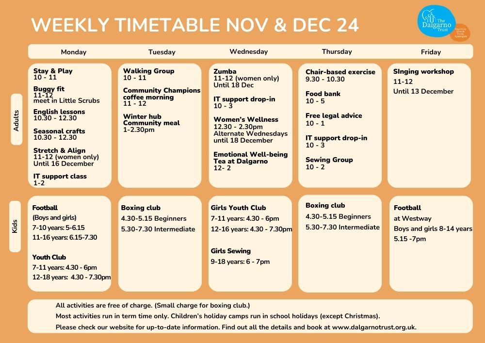 Our timetable has events for all ages, free of charge - get in touch if you would like to find out more.